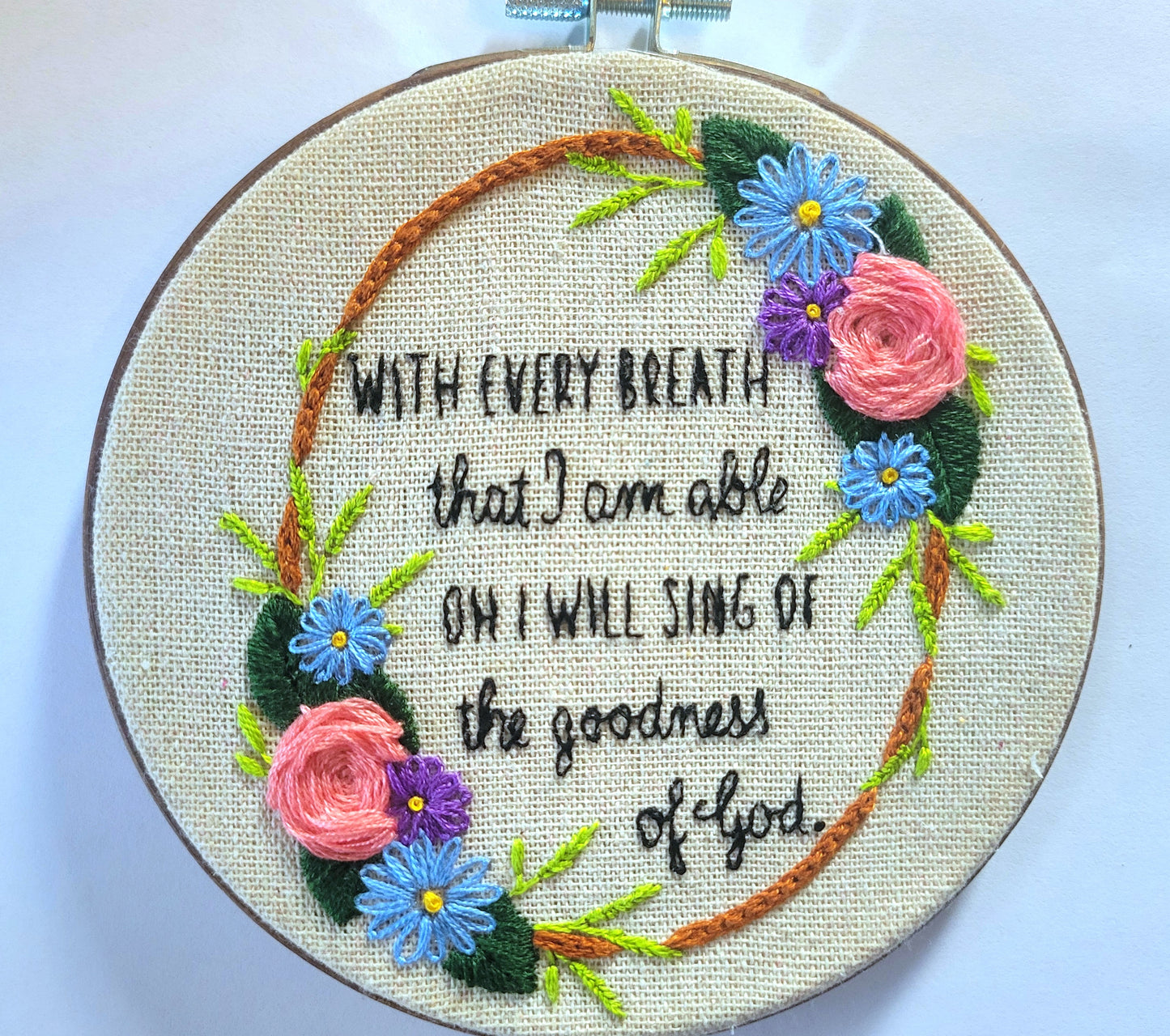 With every breath embroidery