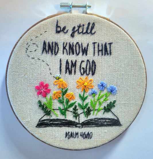 Be still and know embroidery