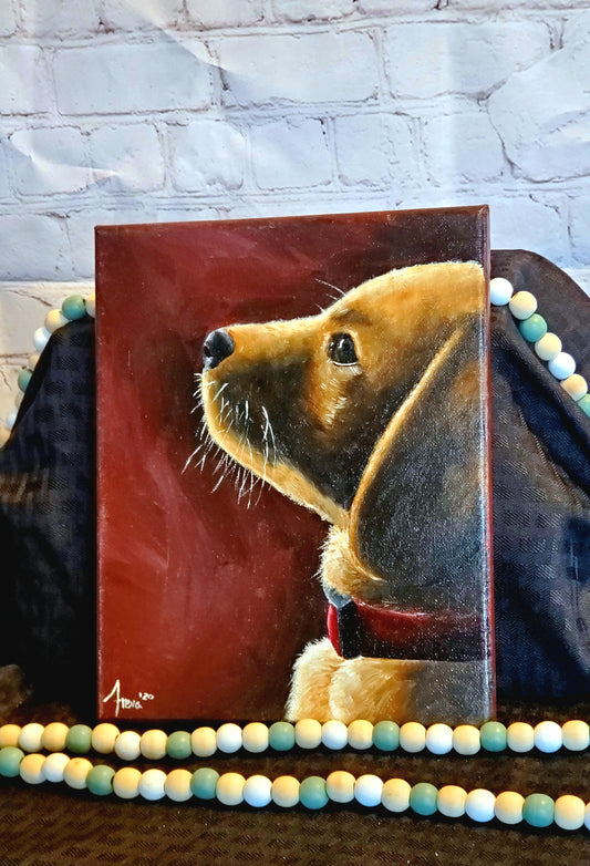 Puppy oil painting