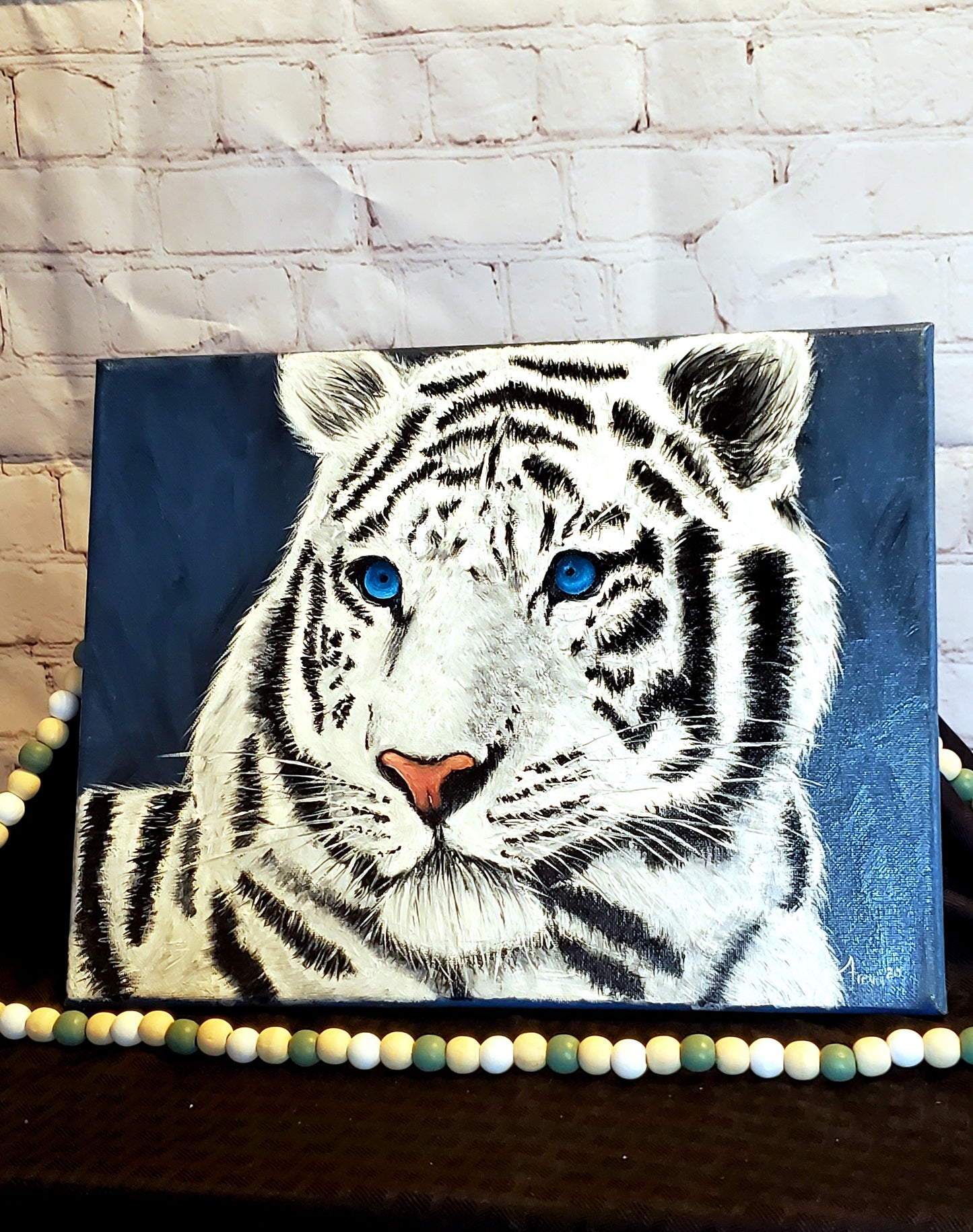 White tiger oil painting