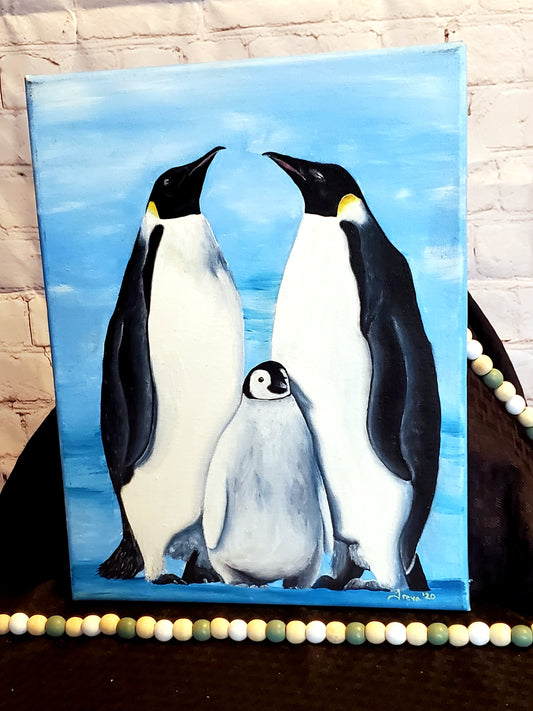 Penguin oil painting