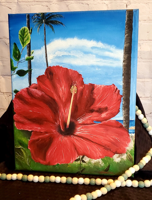 Hibiscus oil painting