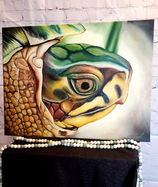 Box turtle oil painting