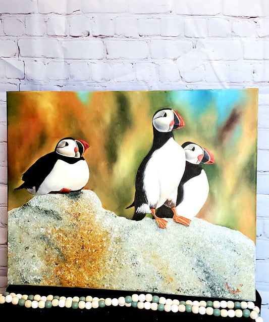 Puffin oil painting