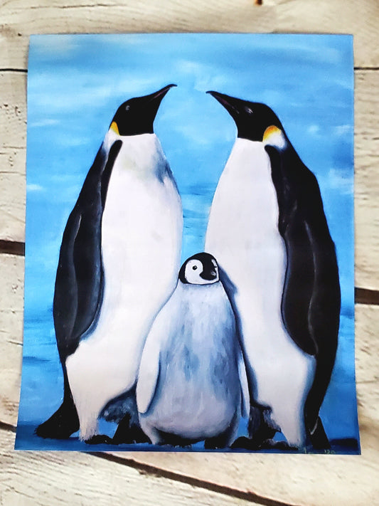 Penguin family print