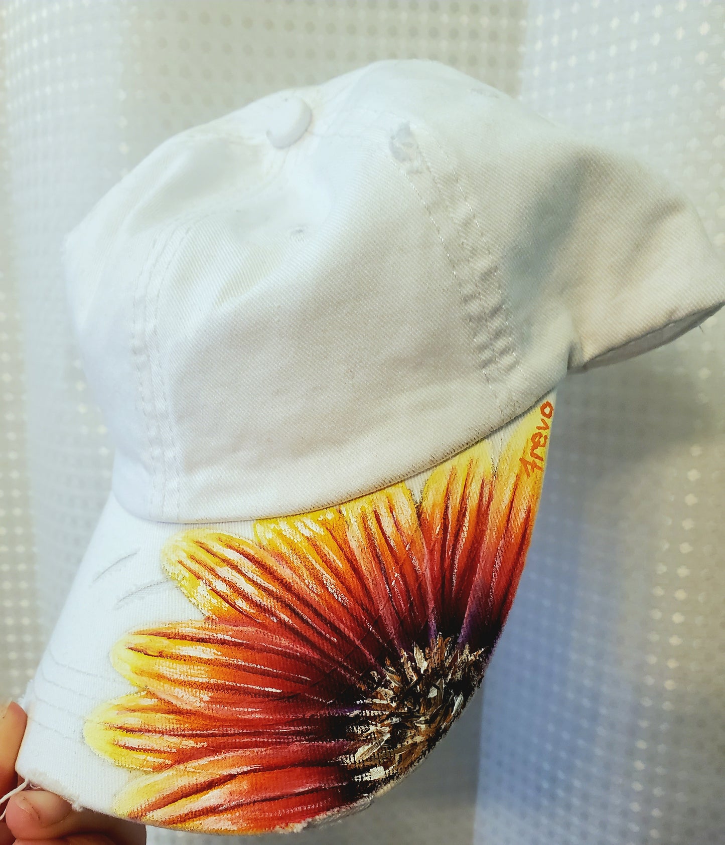 White painted baseball ponytail hat