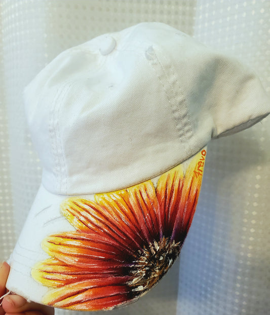 White painted baseball ponytail hat