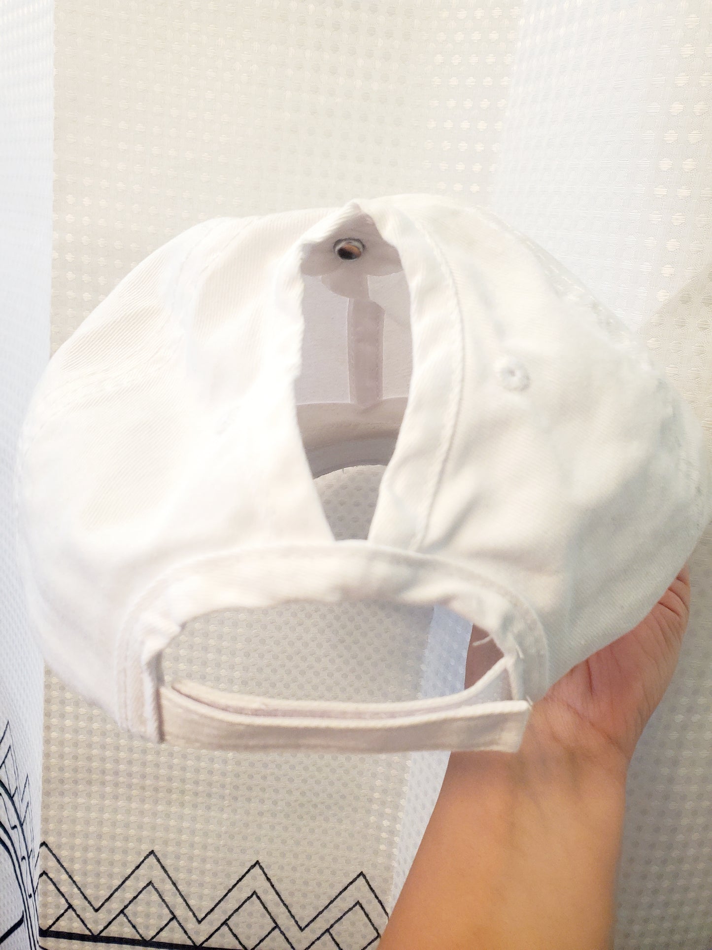 White painted baseball ponytail hat