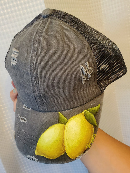 Lemon ponytail baseball hat