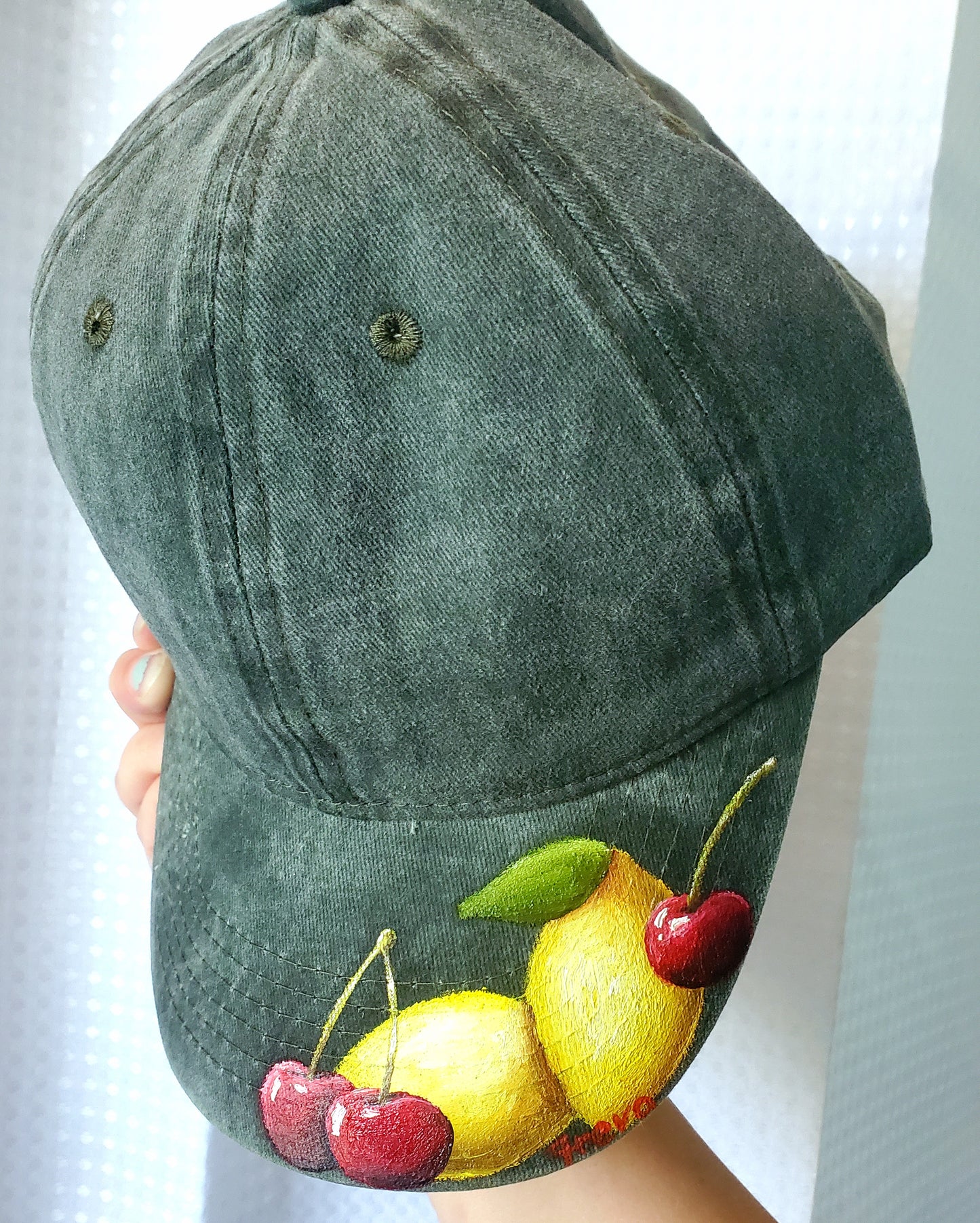 Lemon and cherry baseball hat