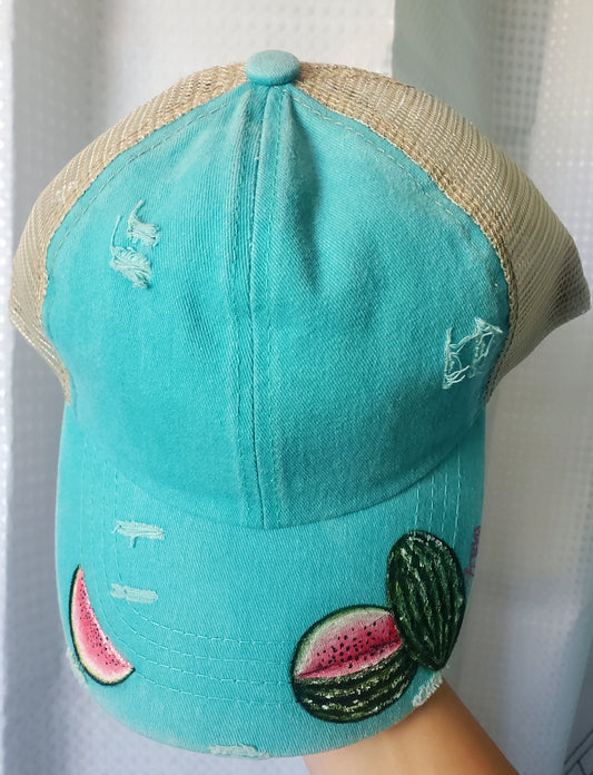 Watermelon ponytail baseball hat