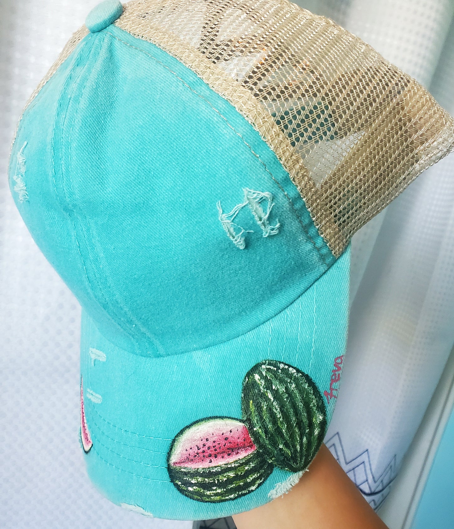 Watermelon ponytail baseball hat