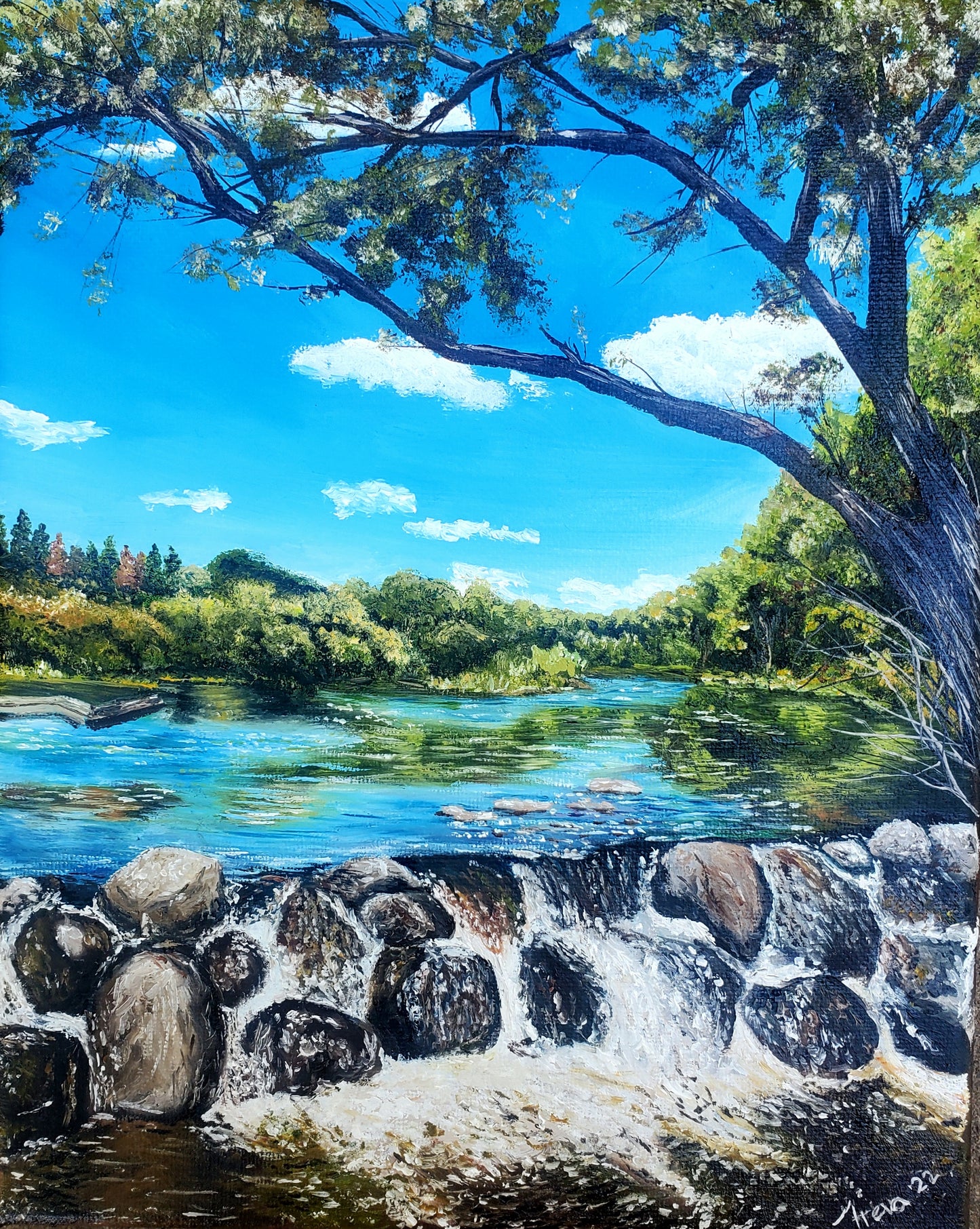 Lake landscape oil painting