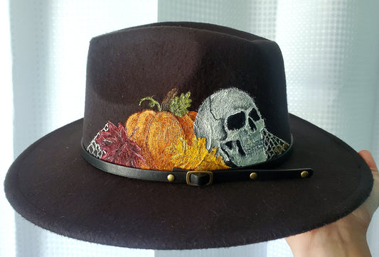 Skull and pumpkin hat