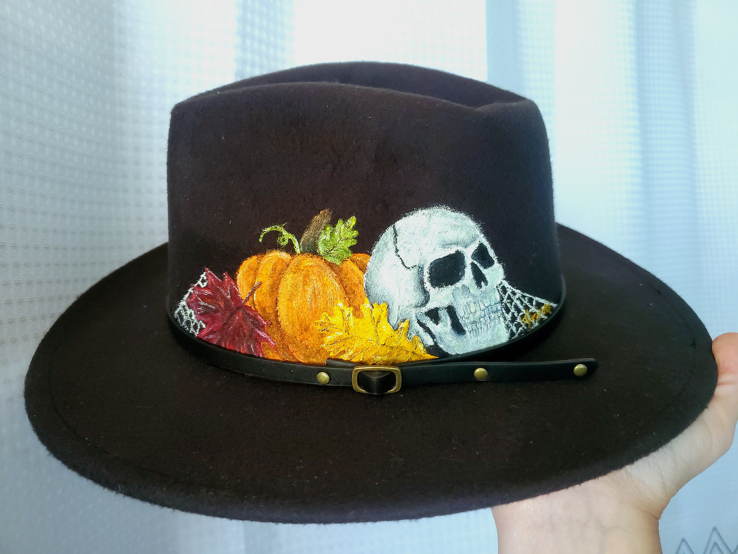 Skull and pumpkin hat