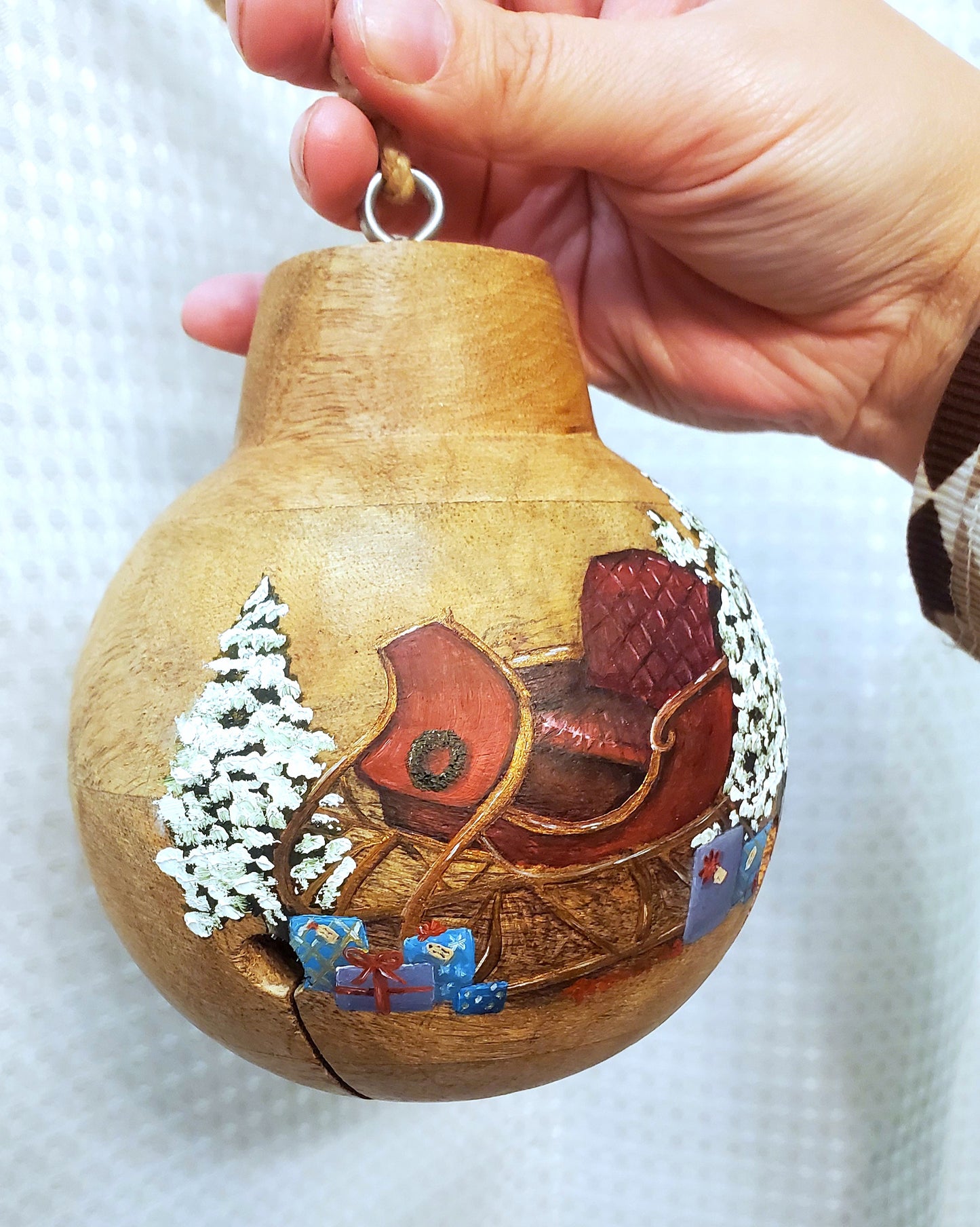 Santas sleigh wooden bell